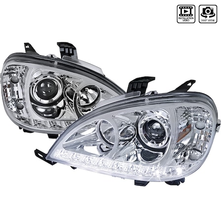 Spec-D Tuning 98-01 Mercedes W163 Ml Halo Projector Headlights Chrome 2LHP-BW16398-TM